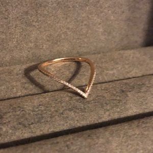 14k Rose Gold Pavé Diamond Chevron Ring